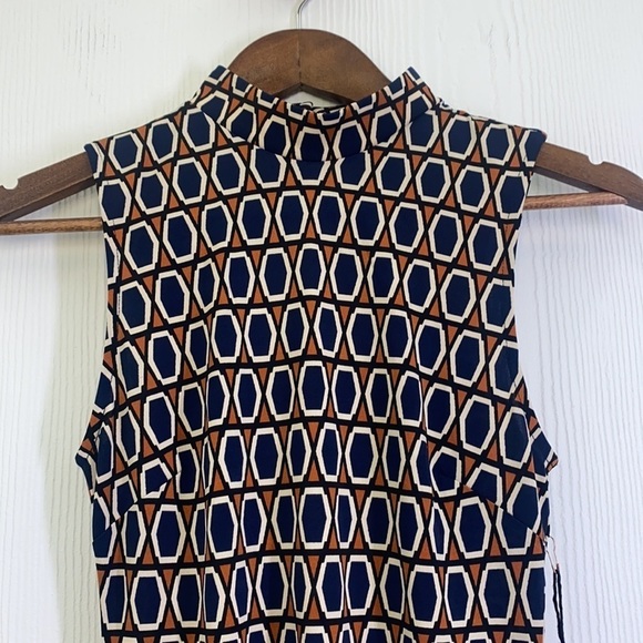 Forever 21  - NWT Burnt Orange and Blue Diamond Sleeveless  Dress Size Small - Picture 5 of 14